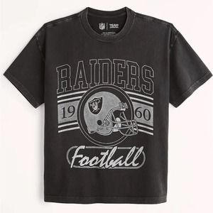 Abercrombie NFL Las Vegas Raiders XS Off White Cream Oversized Graphic Shirt NWT
